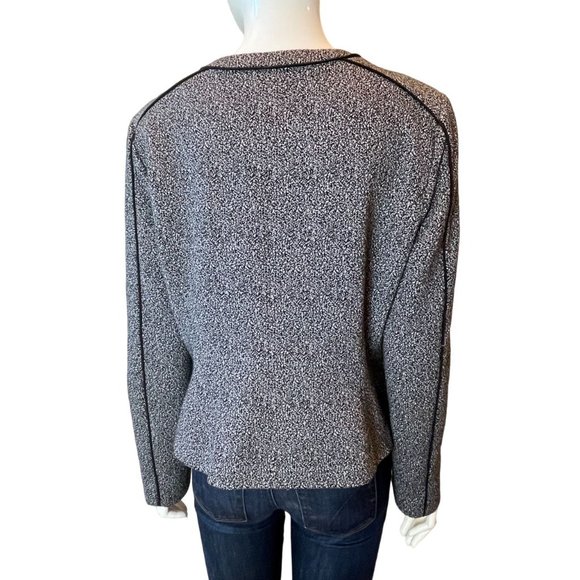 Calvin Klein Womens Piped Tweed Blazer Jacket Full Zip Color Block Gray Size 12 - Picture 3 of 9